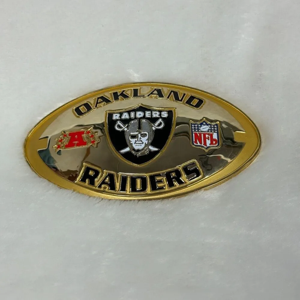 Oakland Raiders Football Shaped Metal Plate Plaque 2.75x4.75
